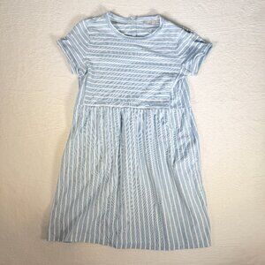 LOFT Size SMALL Short Sleeve Babydoll Dress Blue White Striped Knit Boxy‎